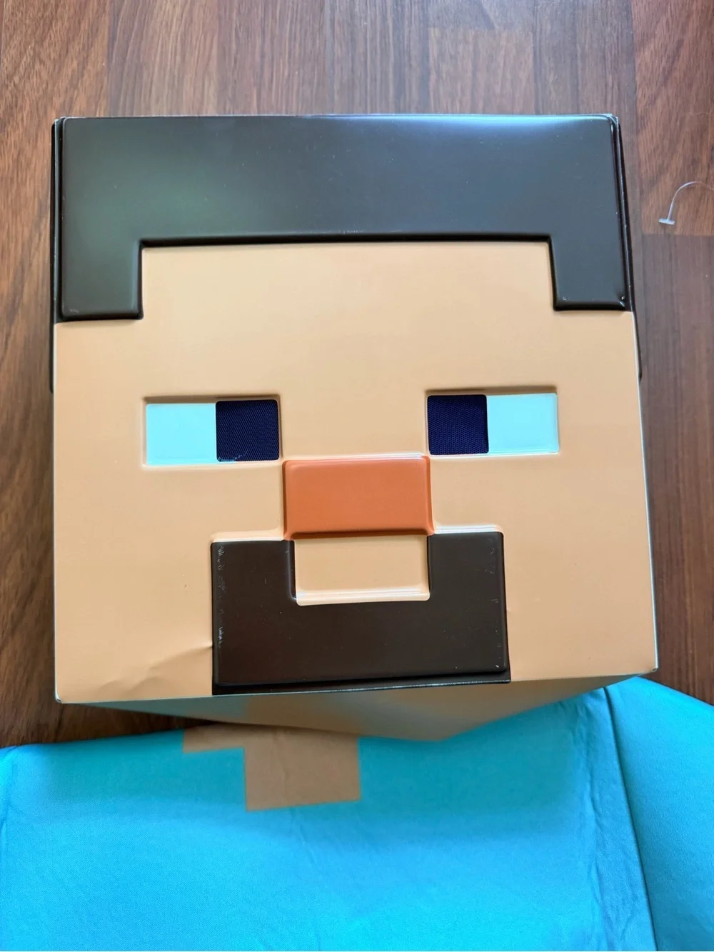 Kids Block Character Costume in Teal with Brown Mask
